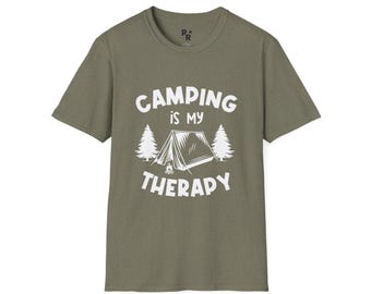 Camping Is My Therapy T-Shirt, Nature Lover Outdoor Adventure Tee, Unisex Graphic Tee, Hiking Shirt, Camping Gift for Him/Her, Nature