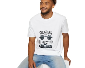 Progress not Perfection T-Shirt, Gym Motivation Tee, Workout Shirt, Fitness Inspiration Top, Unisex Softstyle Tshirt