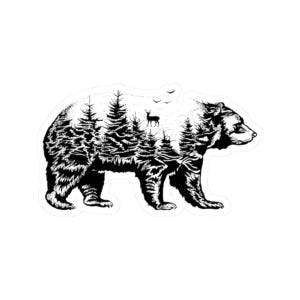Forest Bear Wilderness Sticker - Nature Vinyl Decal for Outdoor Adventure Lovers, Hiking Laptop Decal, Water Bottle Sticker, Camping Gear,