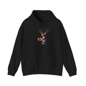 Majestic Deer Hoodie, Nature Graphic Sweatshirt, Wildlife Pullover, Outdoor Lover Gift, Animal Print Jumper