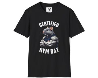 Certified Gym Rat T-Shirt, Funny Fitness Buff Tee, Workout Lover Gift, Unisex Softstyle Shirt, Exercise Motivation Top