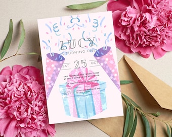 Pink Confetti Party Invitation