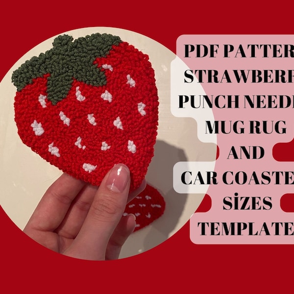 Strawberry Punch Needle Template, PDF Pattern for Beginners, Instant Download, Printable pattern, punch needle design, Video explanation