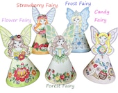 Paper Fairy dolls Five printable coloring 3D figures, easy DIY paper craft kit, kids activity project, digital download