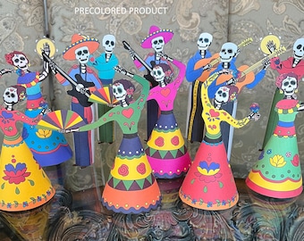 Dancing skeletons 12 figures, easy DIY printable pages, digital download, kids activity sheets, paper craft for Halloween or Day of The Dead