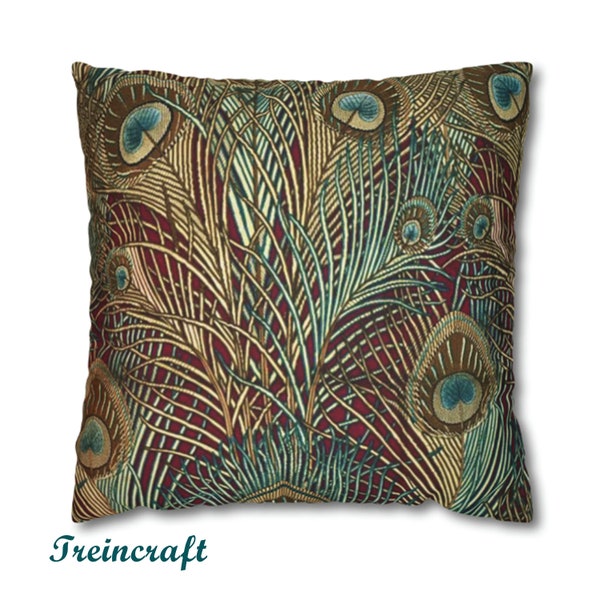 Peacock Feather Designer Pillow Cover, Christopher Dresser, British Aesthetic Movement, Cover Only, Available in Four Sizes