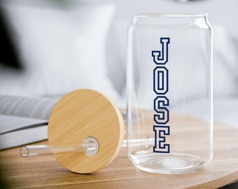 Personalized Glass Cup, Father Day Glass Gift, Personalized Iced Coffee Cup, clear glass with the name, Daddy glass tumbler, Birthday  cup