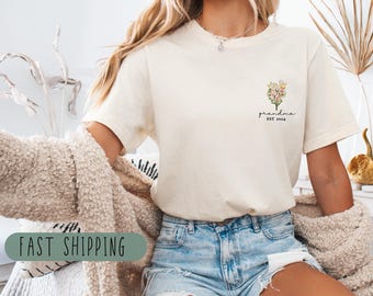 Wildflower Grandma Shirt, Gifts for Grandma, Gift for Grandmother T-shirt, Comfort Colors Fall Shirts for Women, Birthday Gift For her