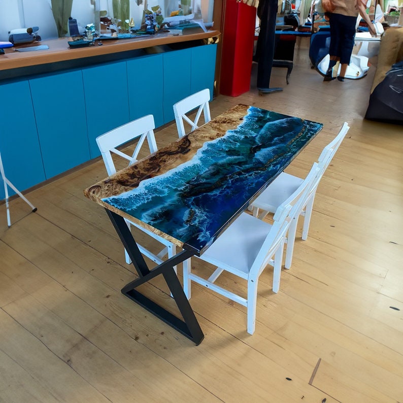 Epoxidharz Kunst Tisch Epoxidharz Tisch Fluoreszierend Esstisch nach