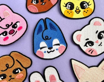 Große Skzoo gestickte Bügelbilder. Stray Kids Aufnäher zum Aufbügeln. Tier Stickerei Zubehör. Süßer K-Pop Merch. Geschenk für BLEIBE