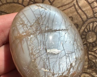 Pierre de palmier en pierre de lune arc-en-ciel (Labradorite blanche) - Maison ou cadeau