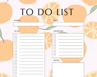 Printable ToDo List Orange, ToDo List, Oranges ToDo Lists, Pdf ToDo List, Digital Download ToDo List, Premium Digital Planner, Daily Planner