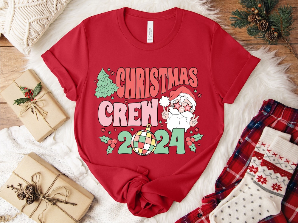 Christmas Gift Shirt Christmas Crew 2024 Tshirt, New Years Eve Shirt, New Years Sweatshirt, Retro Sweatshirt 2024, Christmas Party Crew Shirt, Retro Girl Tee Cotton Shirts Gifts For Day Teeshirtsummer