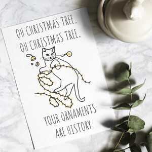 Cartoline di Natale gatto, ornamenti sono storia del design digitale, DOWNLOAD STAMPABILI
