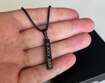 Personalized  BAR NECKLACE for Men Gift Women Couples Custom Engraved Bar Pendant Jewelry Necklaces Gifts for Him Dad Man Boyfriend