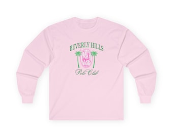 Beverly Hills Polo Club Long Sleeve T-Shirt: Garment-Dyed Cotton Tee