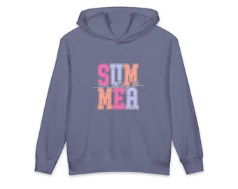 Summer Color Block Letters Youth Hoodie | Pastel Retro Typography, 100% cotton, Comfort Colors sweatshirt hoodie, Summer Vibes