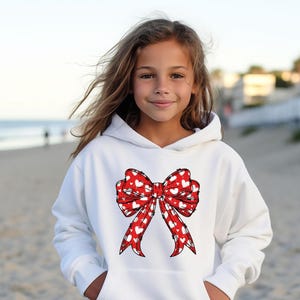 Girl Youth hoodie Graphic Hoodie Girly bow Youth Sizing kids, Red Bow super cute for daughter granddaughter, school, great Christmas gift