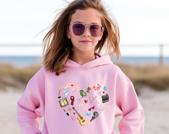 Girl Youth Hoodie Artistic Heart, Era Music Lover, Sweatshirt, Valentine girl gift