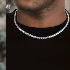 3MM Iced out tennis chain necklace, Fashion Jewelry for men, Cubic Zirconia Diamond Necklace