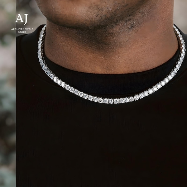 3MM Iced out tennis chain necklace, Fashion Jewelry for men, Cubic Zirconia Diamond Necklace