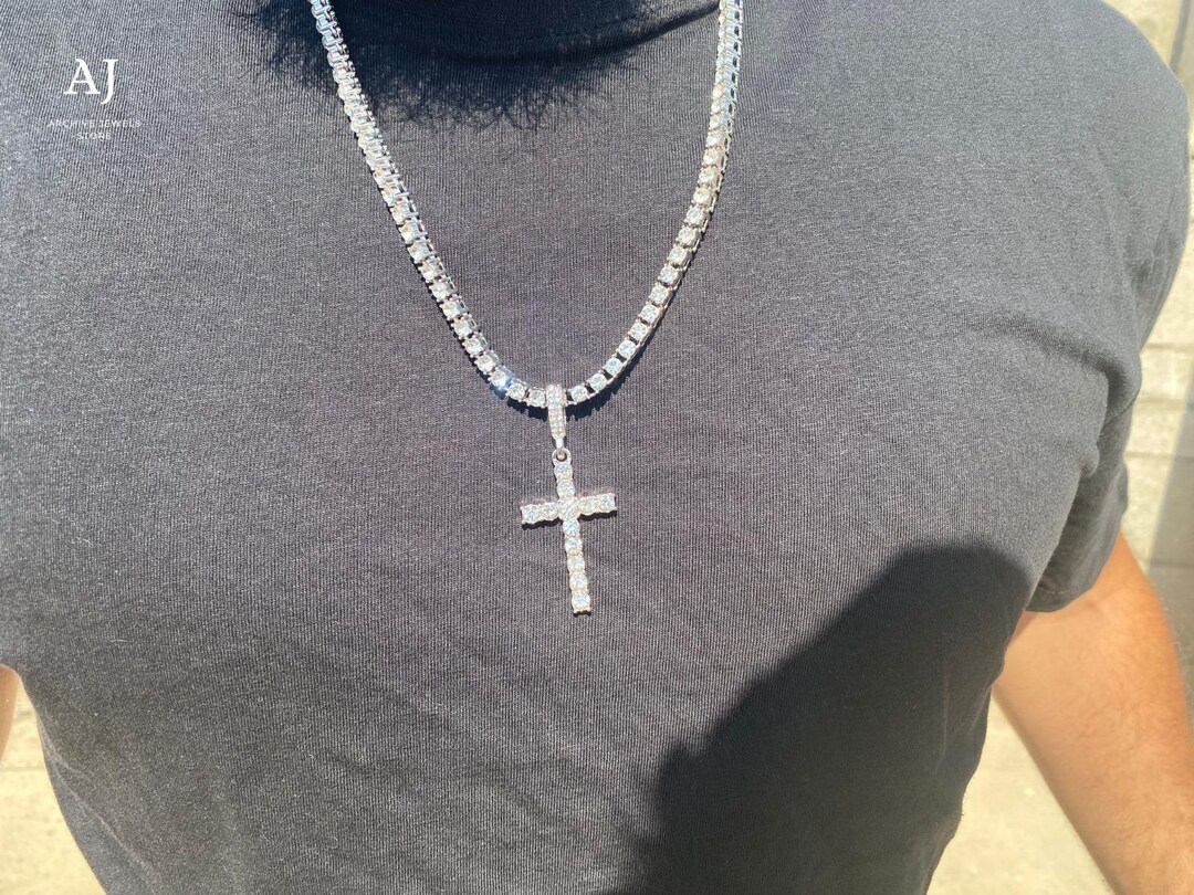 4MM Tennis Chain Cross Necklace, ICED OUT, Silver Jesus Cross Pendant, Hip Hop Fashion, Religious Jewellery, Rhinestone Gem - Etsy 4MM Tennis Chain Cross Necklace, ICED OUT, Silver Jesus Cross Pendant, Hip Hop Fashion, Religious Jewellery, Rhinestone Gem - Etsy
