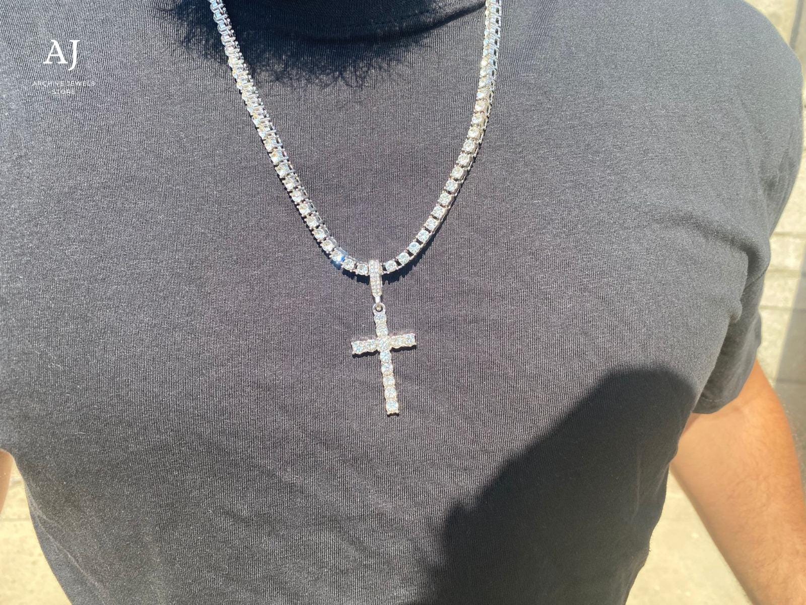 4MM Tennis Chain Cross Necklace, ICED OUT, Silver Jesus Cross Pendant, Hip Hop Fashion, Religious Jewellery, Rhinestone Gem - Etsy UK 4MM Tennis Chain Cross Necklace, ICED OUT, Silver Jesus Cross Pendant, Hip Hop Fashion, Religious Jewellery, Rhinestone Gem - Etsy UK