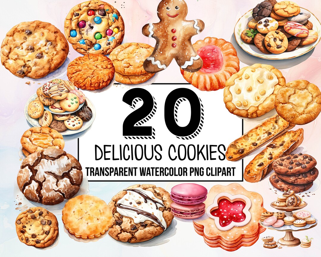 Delicious Cookies Digital Clipart Pack - Watercolor Dessert ...