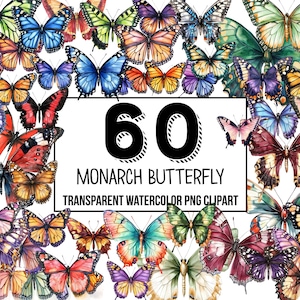 Monarch Butterfly Digital Clipart Pack, Butterfly art Clipart, Digital Planner, Junk Journaling, Watercolor, Commercial Use, Sublimation