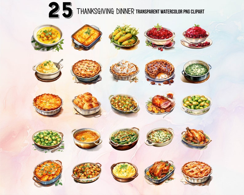 Thanksgiving Dinner Digital Clipart Set Clipart - Digital Thanksgiving