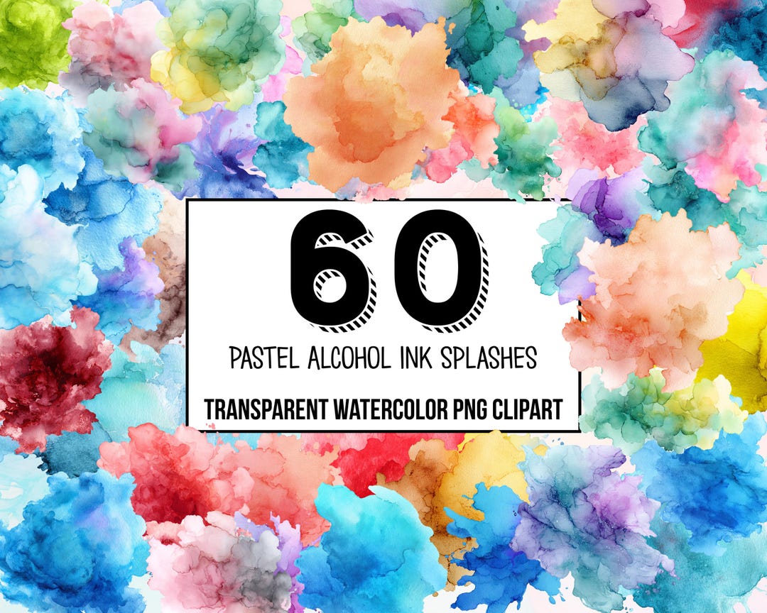 Alcohol Ink Splashes Pastel Alcohol Ink Splash Watercolor Clipart โ Abstract Colorful ...