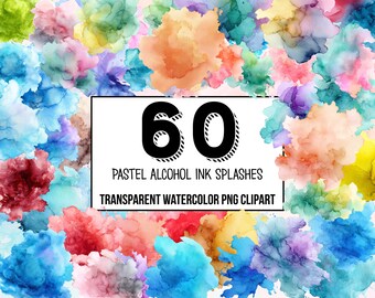 Pastel Alcohol Ink Splash Watercolor Clipart – abstract colorful splashes, brush stroke, and watercolor elements for creative design project