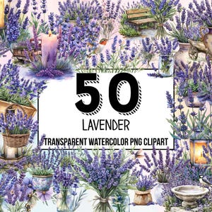 Lavender Watercolor Clipart Pack, Spring Clipart, Spring Flowers, Spring Watercolor, Lavender Flowers