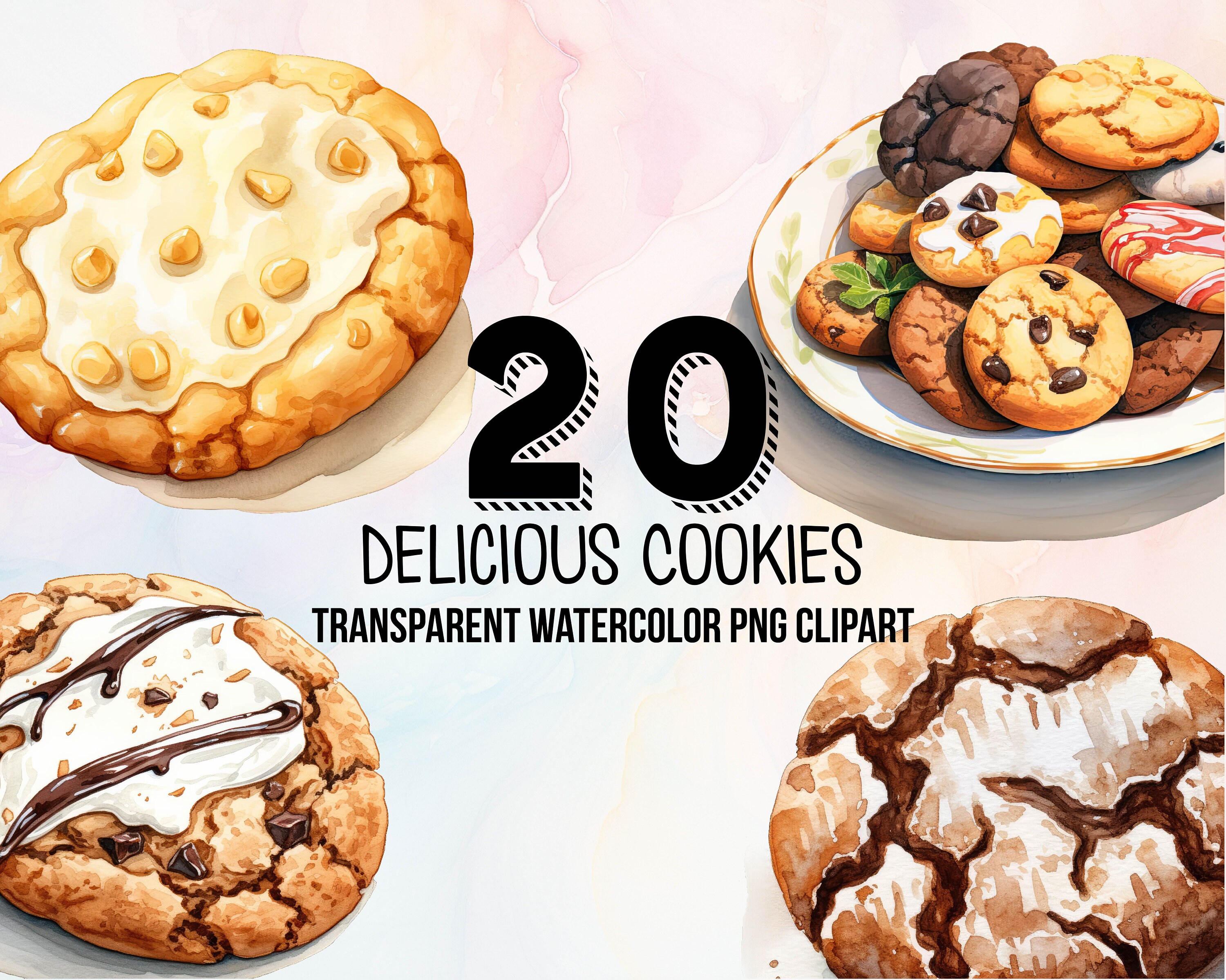 Delicious Cookies Digital Clipart Pack - Watercolor Dessert ...