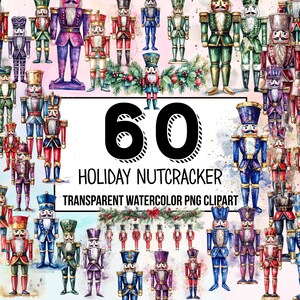 Holiday Nutcracker Clipart Pack, Traditional Christmas Decor, Digital Planner, Junk Journaling, Watercolor, Commercial Use, Sublimation