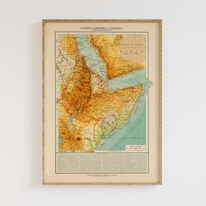 1922 Landkarte von Horn von Afrika | Mario Baratta | Topographische & Geographische Karte von Ostafrika | Historische Karte | Geographie Klassenzimmer Poster
