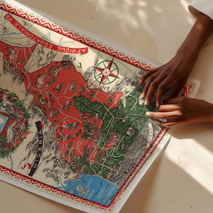 Mapa Pictórico dos Camarões | Camarões | Mapa Vintage de L. Craste de 1950 | Cartografia de Arquivo | Mapas Africanos | África | Cartaz de Sala de Aula
