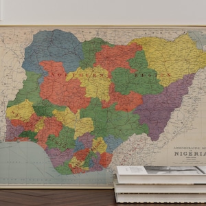 1924 Political Map of Nigeria | Historical Map | Nigeria | Colorful Map | Classroom Poster |Archival Cartography | West African Map