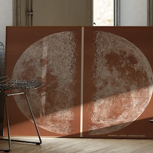 Mapa de formaciones lunares de 1960 / Mapa de la luna / Arte mural para el aula / Mapa detallado de la luna / Universidad de Arizona / Mapa de la luna / Colección de mapas