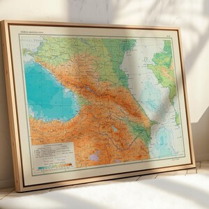 1963 Karte der Caucus Region | Topographische Karte von Georgien, der Türkei, Russland, Armenien, Aserbaidschan und dem Schwarzen Meer | Geographische Karten von Caucus |