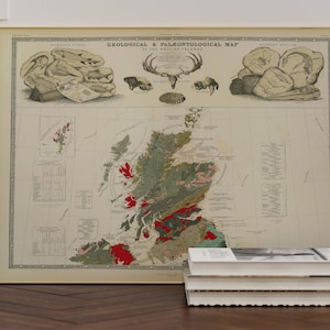 1854 paläontologische Karte der Britischen Inseln | Topographische Karte von England | Archival British Map Vereinigtes Königreich | Geologische Karte