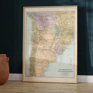 1904 Karte von Südamerika | Paraguay, Uruguay, Argentinien, Brasilien, Chile | Geographie Poster | Südamerikanischer Kontinent | Vintage Kartographie