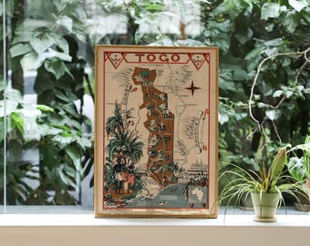 1951 Historic Map go Togo | Map of Gold Coast | West African Map | Archival Cartography | Classroom Wall Art | Education Poster | Pictorial