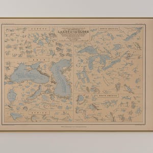1852 Binnenmeere und Seen der Erdkugel Karte | Alexander Keith Johnston | Vintage vergleichende Hydrographie-Karte | Geographische Wandkunst