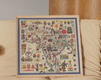 Hindustan 1986 | Map of India | Andre Pistacchi | Pictorial Map | Antique Vintage Cartography | Wall Art | Vintage Wall Art | Hindostan Map