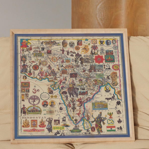 Hindustan Map of India 1986: Vintage Cartography Wall Art
