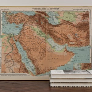 1940 Landkarte vom Nahen Osten | Ägypten | Saudi-Arabien | Hermann Wagner Karte | Klassenzimmer Poster | Sammlung Kartographie | Color Map Naher Osten
