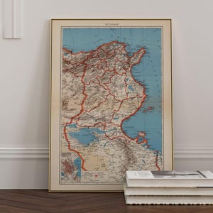 1939 Landkarte Tunesien | Archival Map von Nordafrika | Tunesien | Geographische Poster | Klassenzimmer Wandkunst | Klassische Landkarte von Nordafrika Tunsie