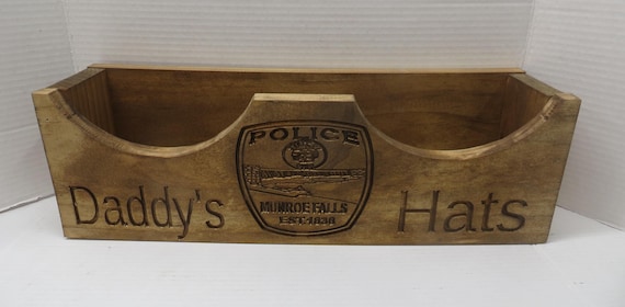 Personalized Wood Baseball Cap Holder, Dad Hat Organizer