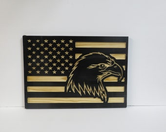 American Flag Wood-wood flag-American Flag Gift-Custom wooden flag-EAGLE American Flag- Flag-flag decor-Americanflag-personal custom flag